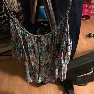 Spaghetti strap/ visible shoulder shirt